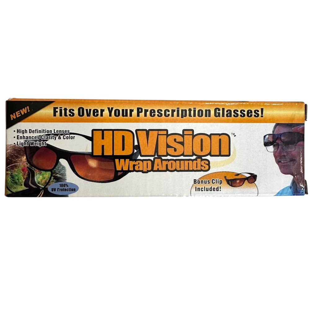 HD Vision‎ Wrap Arounds Fits Over Prescription Glasses Bonus Clip New